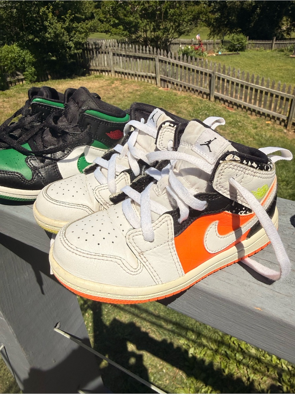 Jordan Kids High-Top Sneakers White Orange Black Green